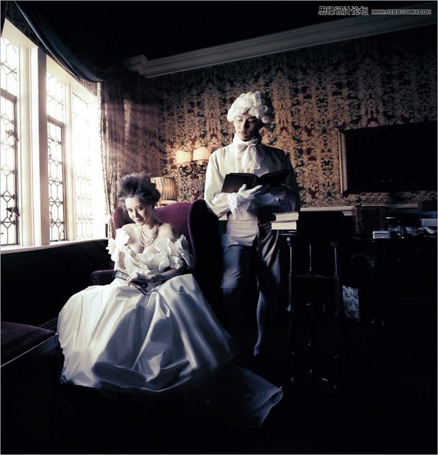 Photoshop调出欧洲中世纪复古婚纱照后期效果,PS教程,图老师教程网