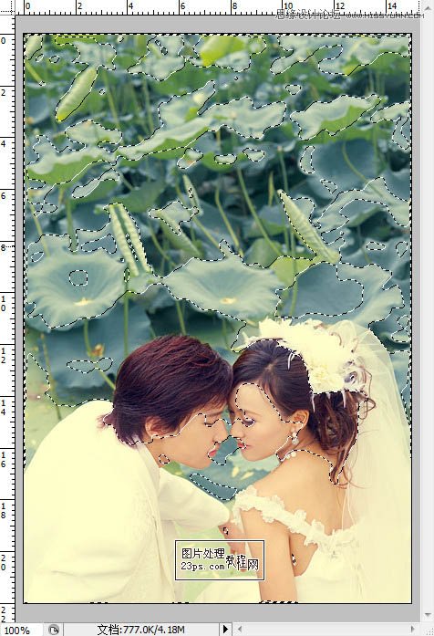 Photoshop调出荷塘婚纱照片清新色调,PS教程,图老师教程网