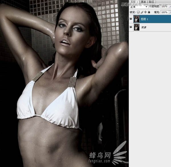 Photoshop利用应用图像打造黝黑的质感人像,PS教程,图老师教程网