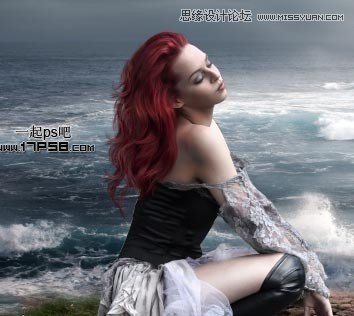 Photoshop合成在海边绝望的美女场景,PS教程,图老师教程网