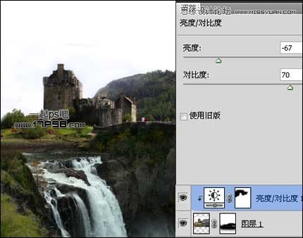 Photoshop合成城堡边上瀑布场景,PS教程,图老师教程网