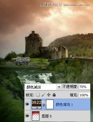 Photoshop合成城堡边上瀑布场景,PS教程,图老师教程网