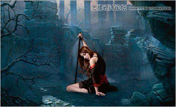 Photoshop合成暗色效果的地狱女战士,PS教程,图老师教程网