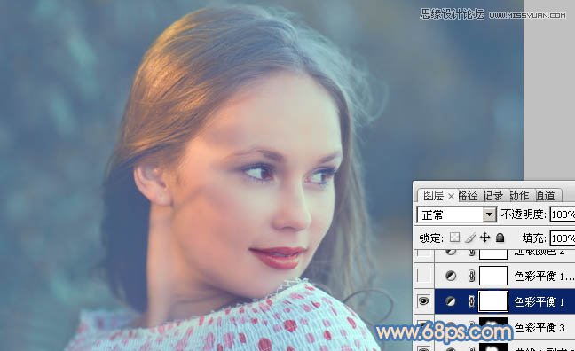 Photoshop调出国外美女图片朦胧淡蓝色调,PS教程,图老师教程网