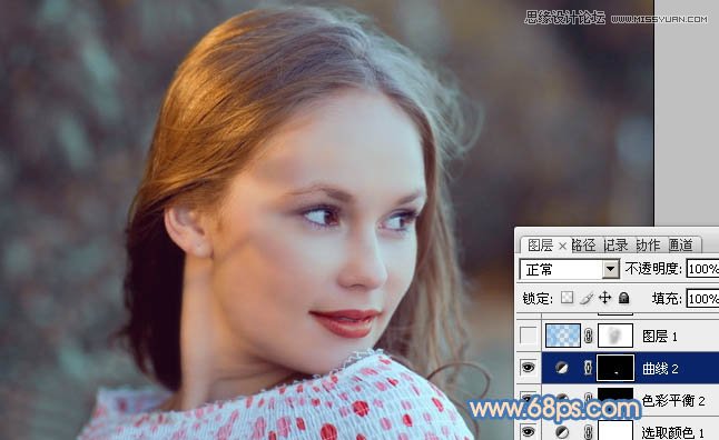 Photoshop调出国外美女图片朦胧淡蓝色调,PS教程,图老师教程网