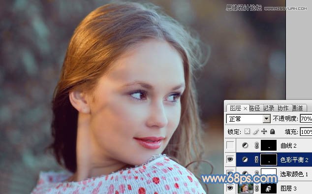 Photoshop调出国外美女图片朦胧淡蓝色调,PS教程,图老师教程网