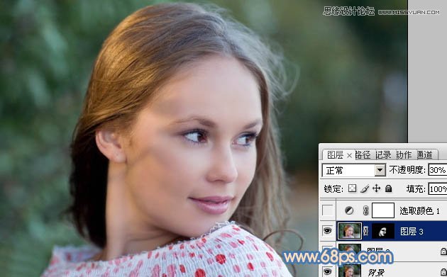 Photoshop调出国外美女图片朦胧淡蓝色调,PS教程,图老师教程网