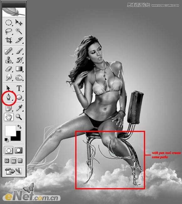 Photoshop设计光线四射的星空美女海报,PS教程,图老师教程网