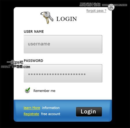 Photoshop设计精致会员登录表单教程,PS教程,图老师教程网