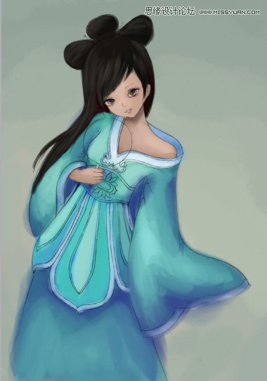 Photoshop给古典古装萌MM线稿上色教程,PS教程,图老师教程网