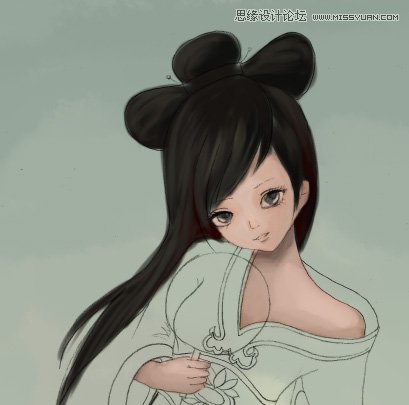 Photoshop给古典古装萌MM线稿上色教程,PS教程,图老师教程网