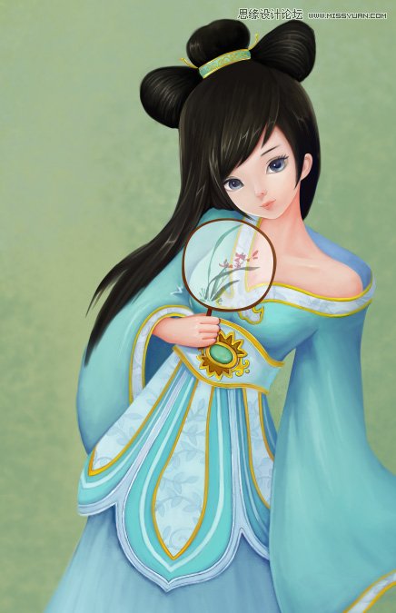 Photoshop给古典古装萌MM线稿上色教程,PS教程,图老师教程网