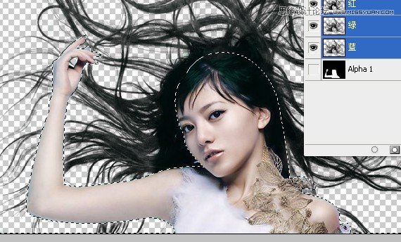 Photoshop巧用抽出滤镜给散落的头发抠图,PS教程,图老师教程网