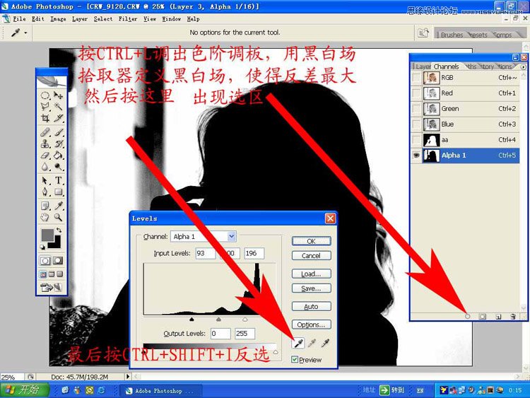 Photoshop使用通道工具给美女头发抠图教程,PS教程,图老师教程网