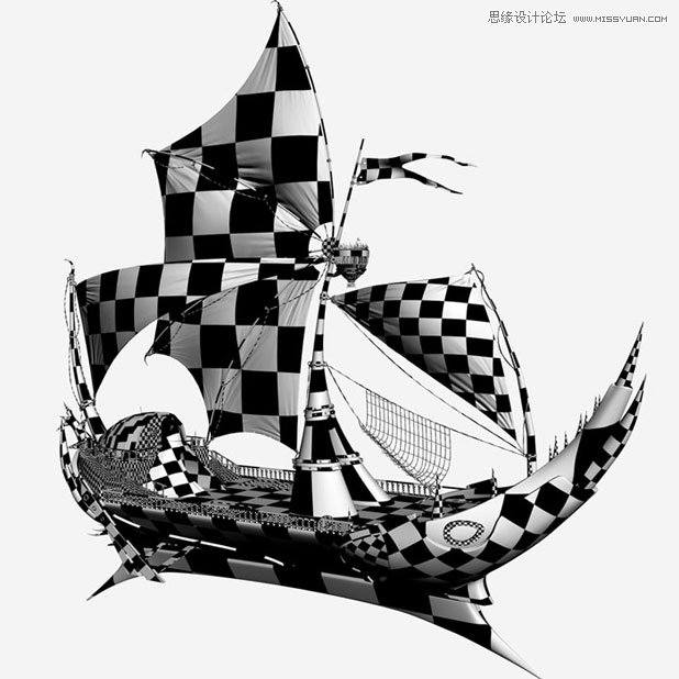 3DMAX制作在大海中航行的帆船