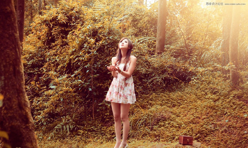 Photoshop调出公园可爱美女日系黄色调,PS教程,图老师教程网