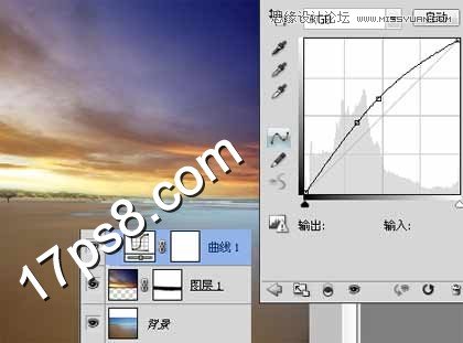 Photoshop使用素材合成云彩下海边孤树,PS教程,图老师教程网