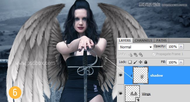 Photoshop合成拿剑的天使美女哥特风格效果,PS教程,图老师教程网
