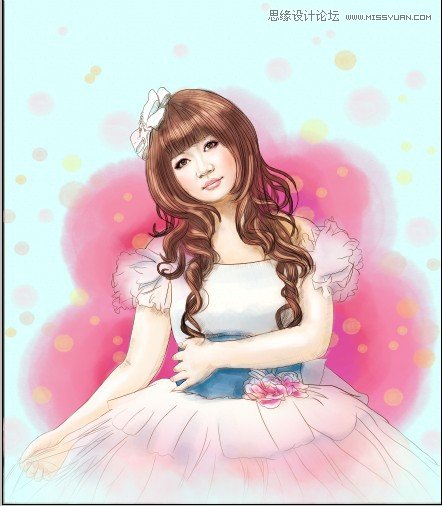 Photoshop给美女照片转成清爽的水彩素描画效果,PS教程,图老师教程网