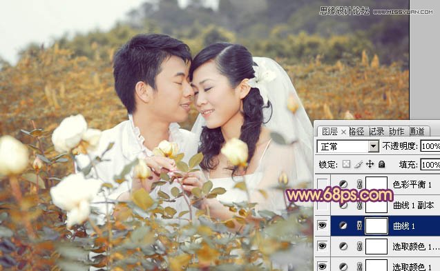 Photoshop调出公园情侣照片唯美的淡黄色调,PS教程,图老师教程网
