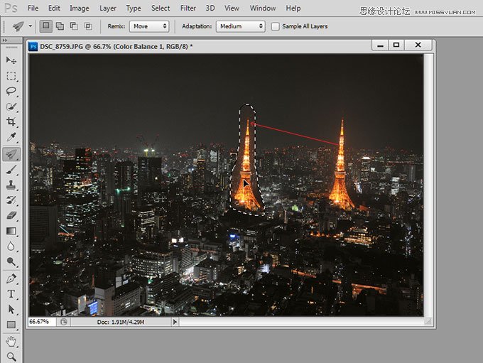 Photoshop CS6新功能：Remix Tool乾坤大挪移,PS教程,图老师教程网