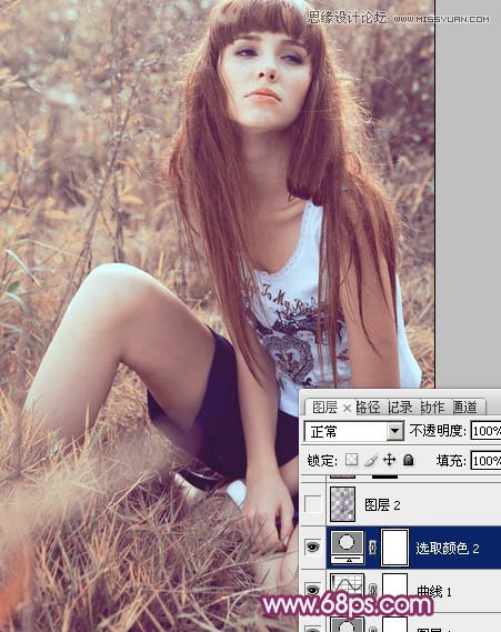 Photoshop调出外景美女淡淡的紫色调,PS教程,图老师教程网