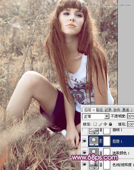 Photoshop调出外景美女淡淡的紫色调,PS教程,图老师教程网