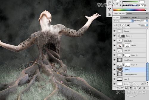 Photoshop合成制作树根人体超自然蜕变场景,PS教程,图老师教程网