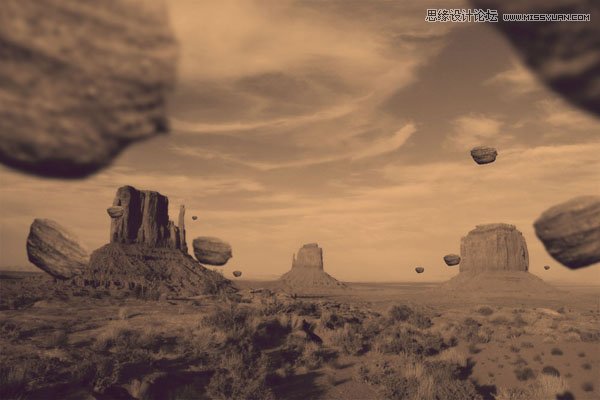 Photoshop合成攀爬在石头上的人像场景