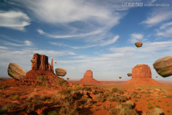 Photoshop合成攀爬在石头上的人像场景