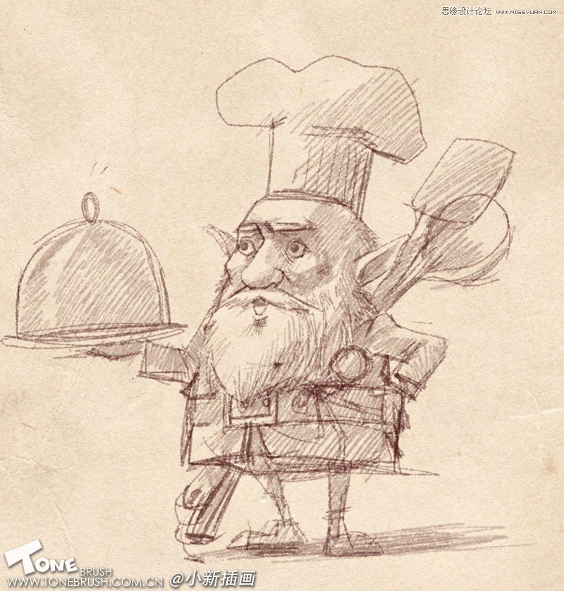 Photoshop绘制拿大勺的厨师老头卡通形像过程,PS教程,图老师教程网