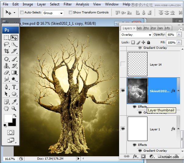 Photoshop打造闪金光的金苹果树场景教程,PS教程,图老师教程网