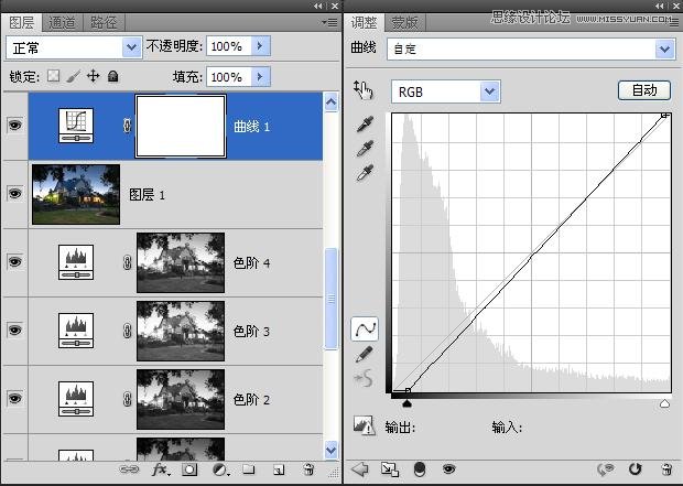 Photoshop制作别墅照片风格逼真的夜景效果,PS教程,图老师教程网