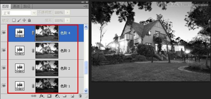 Photoshop制作别墅照片风格逼真的夜景效果,PS教程,图老师教程网