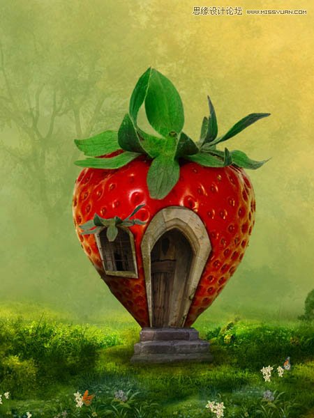 Photoshop合成可爱的红色草莓房屋教程,PS教程,图老师教程网