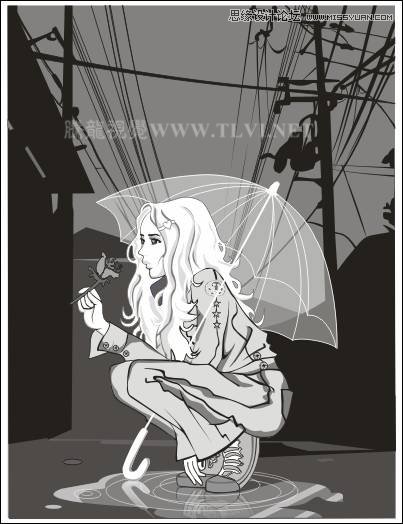 coreldraw绘制方形网点纸风格的美少女教程 -