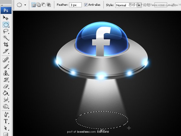 Photoshop绘制逼真质感的UFO图标教程,PS教程,图老师教程网