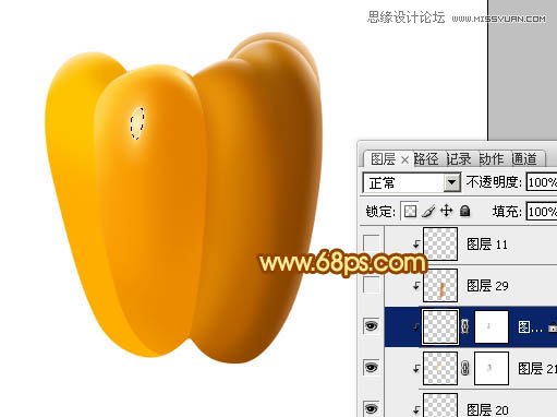 Photoshop绘制橙色立体感的辣椒教程,PS教程,图老师教程网