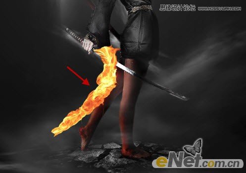 Photoshop合成超酷冷艳效果的美女武士,PS教程,图老师教程网