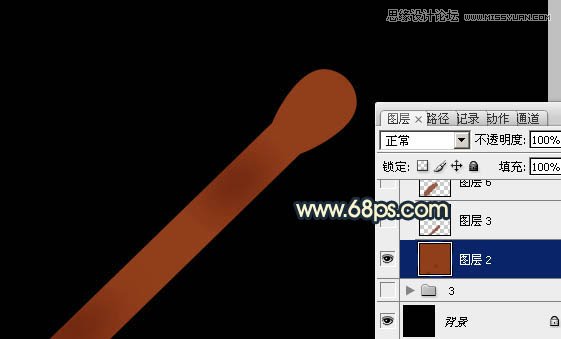 Photoshop绘制正在燃烧的火柴教程,PS教程,图老师教程网