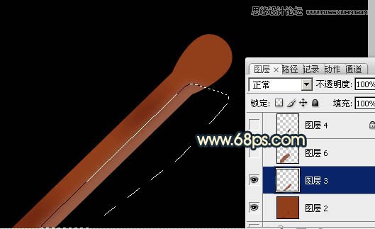Photoshop绘制正在燃烧的火柴教程,PS教程,图老师教程网
