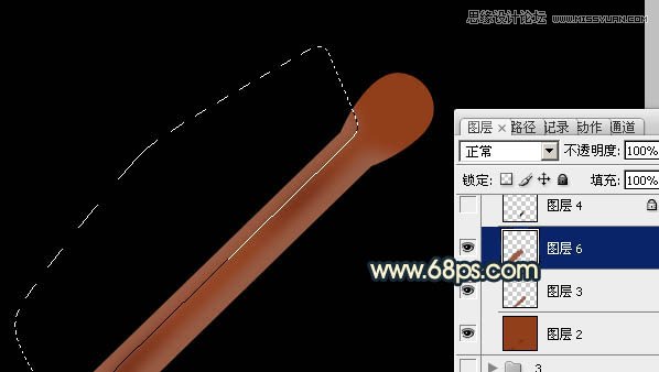 Photoshop绘制正在燃烧的火柴教程,PS教程,图老师教程网
