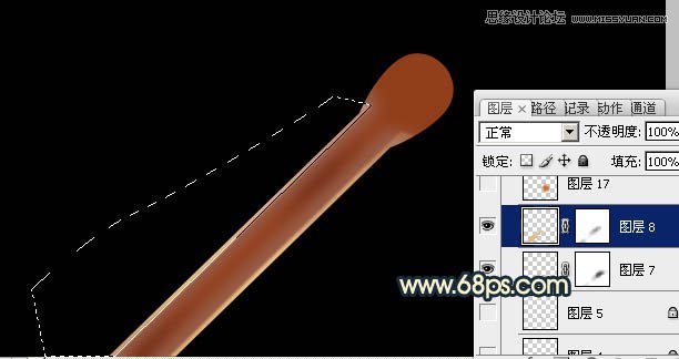 Photoshop绘制正在燃烧的火柴教程,PS教程,图老师教程网