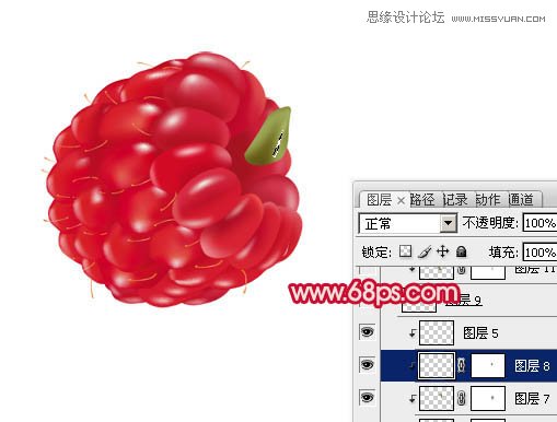 Photoshop绘制红色立体感的覆盆子教程,PS教程,图老师教程网