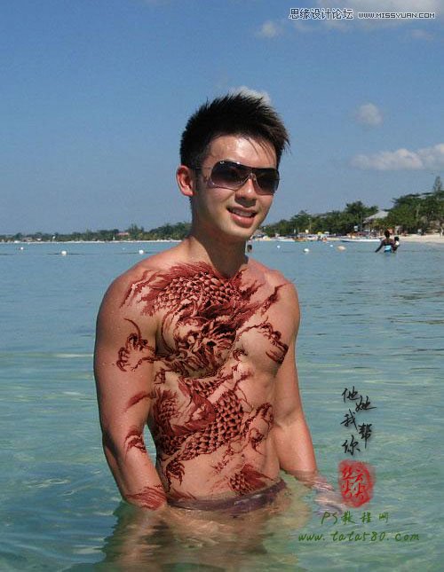 Photoshop给肌肉男合成逼真的纹身效果,PS教程,图老师教程网