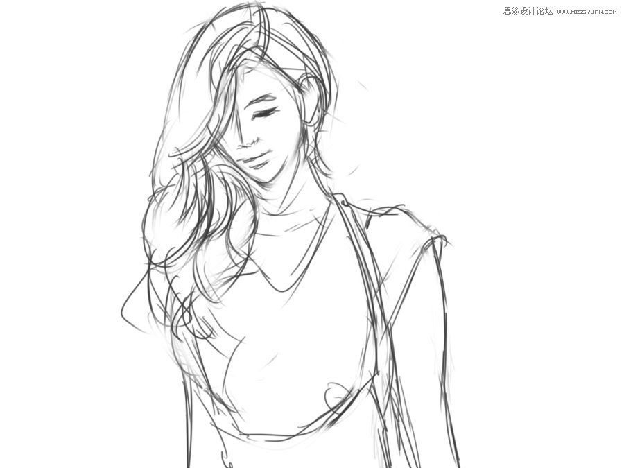 photoshop简单讲解黑白风格的美女绘画 - 绘画