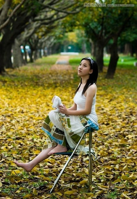 Photoshop调出公园美女唯美的紫红色调,PS教程,图老师教程网