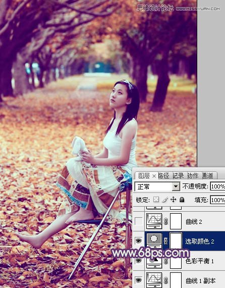 Photoshop调出公园美女唯美的紫红色调,PS教程,图老师教程网