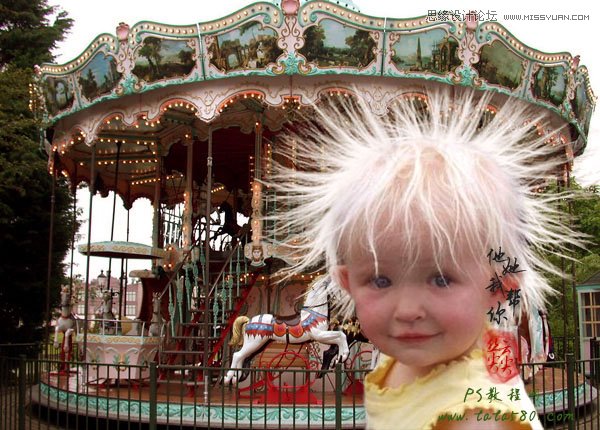 Photoshop给头发蓬松的孩子抠图并合成,PS教程,思缘教程网