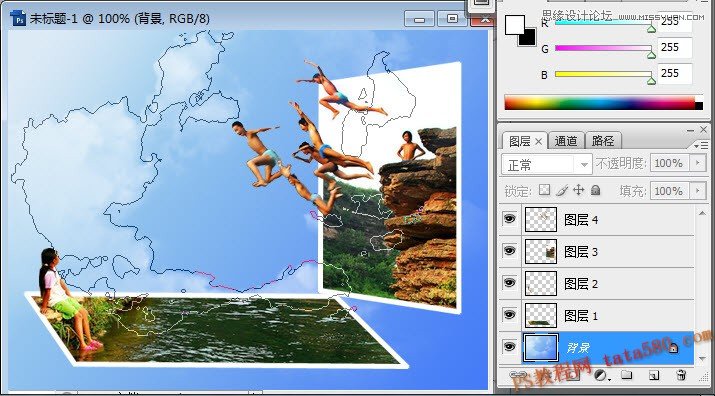 Photoshop创意合成另类跳水运动教程,PS教程,图老师教程网